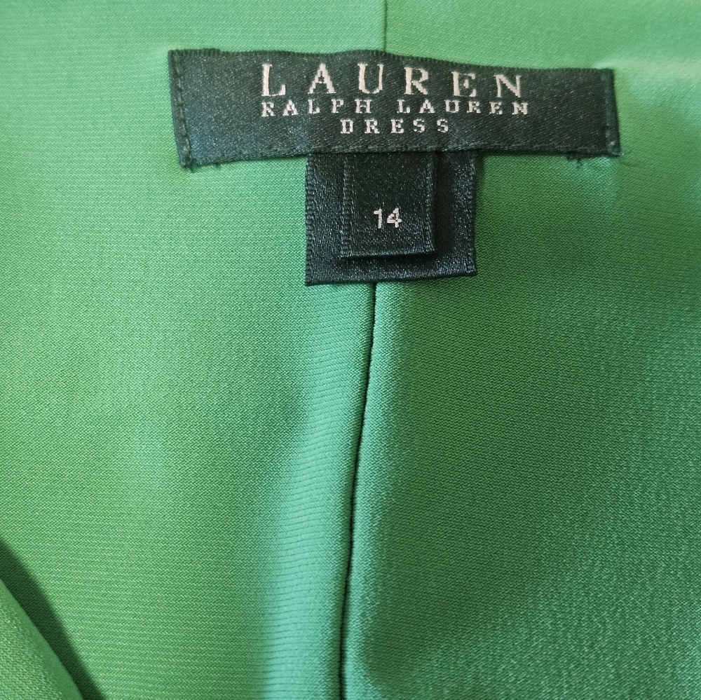 Ralph Lauren Green Midi Dress with Cowl Neck. Size 14 - Picture 2 of 7